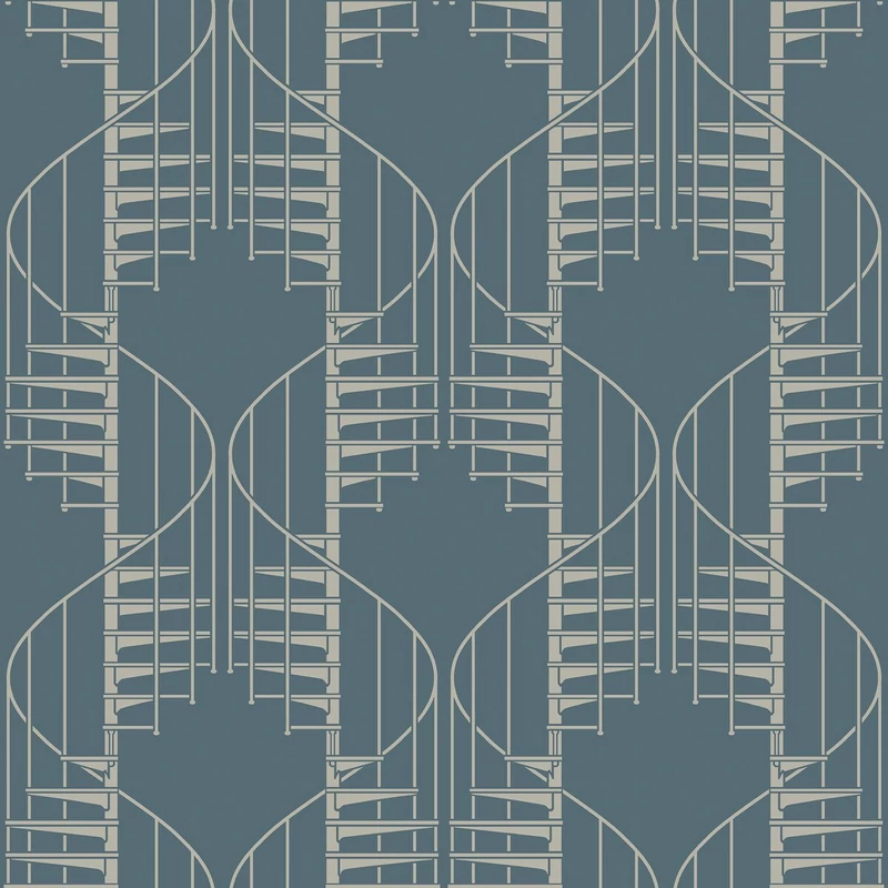 Boras Geometriai mintás kék vlies tapéta Staircase Blue 53 cm X 10 m