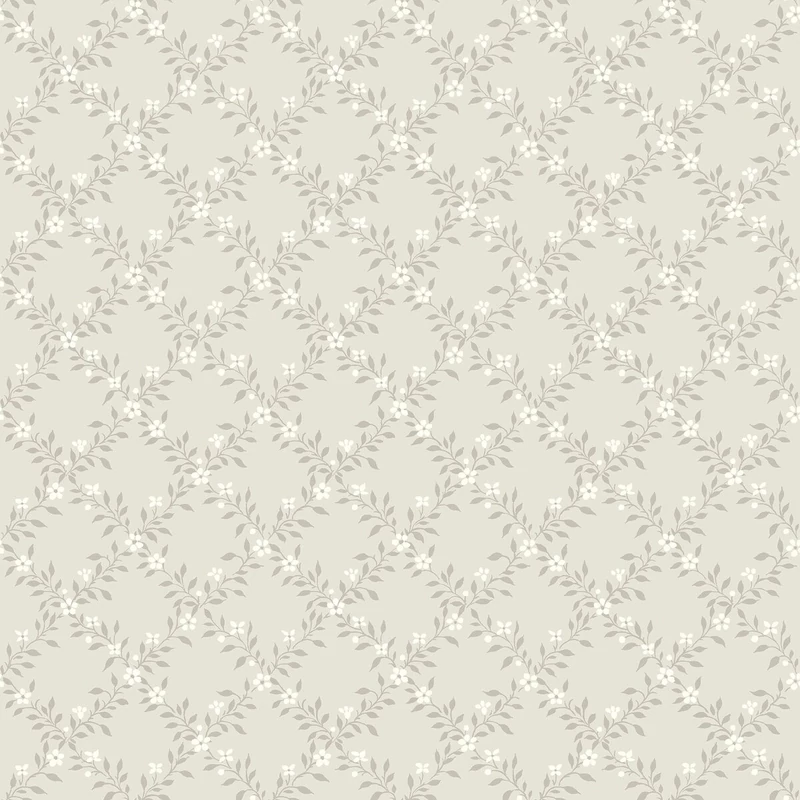 Boras Romantikus virágos rácsos bézs vlies tapéta Sommarslöja Grey 53 cm X 10 m