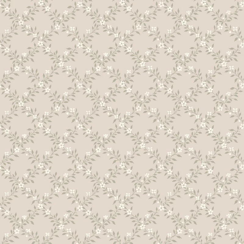 Boras Romantikus virágos rácsos bézs vlies tapéta Sommarslöja Beige 53 cm X 10 m
