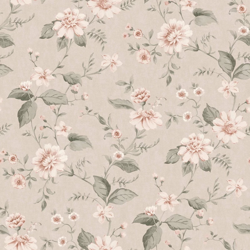 Boras Vintage virágos rózsaszín vlies tapéta Laura´s Cottage Pink 53 cm X 10 m