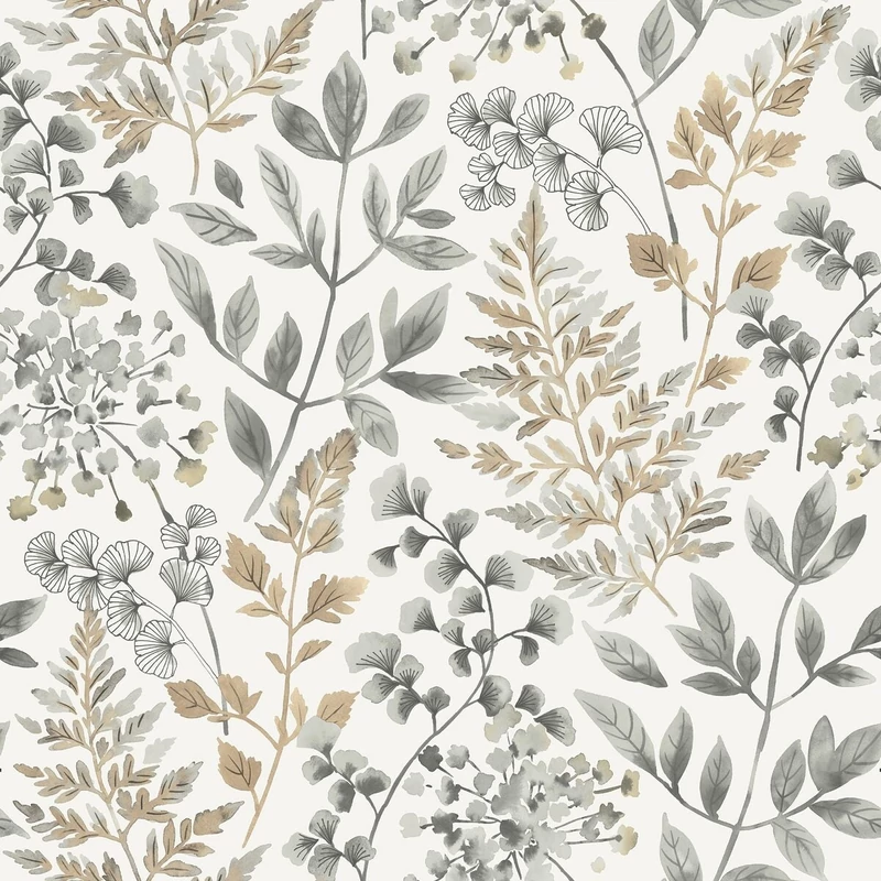 Boras Vintage levél mintás bézs-zöld vlies tapéta Sigrid Grey 53 cm X 10 m