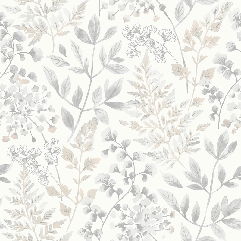 Boras Vintage levél mintás szürke vlies tapéta Sigrid Grey 53 cm X 10 m