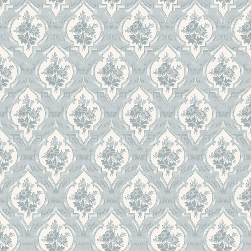 Boras Klasszikus medalion mintás kék vlies tapéta Eternal Flower Blue 53 cm X 10 m