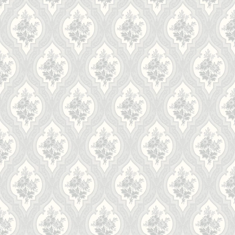 Boras Klasszikus medalion mintás szürke vlies tapéta Eternal Flower Grey 53 cm X 10 m