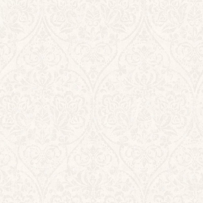 Boras Elegáns ornamentikás fehér vlies tapéta Hidden Medallion White 53 cm X 10 m