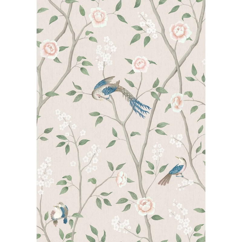 Boras Romantikus madaras virágos bézs vlies tapéta Paradise Birds Multi 53 cm X 10 m