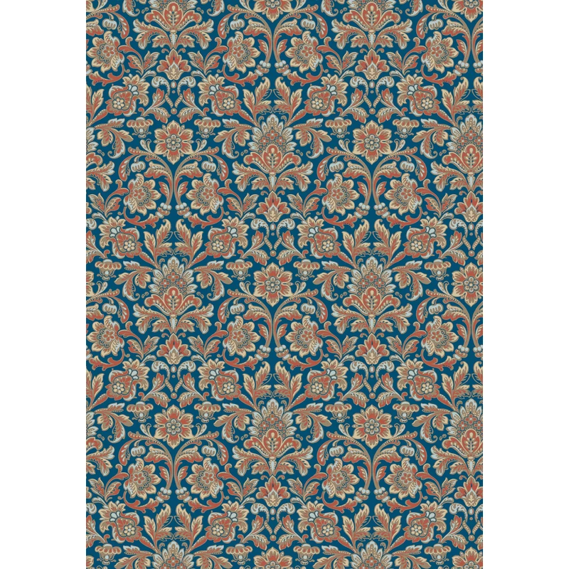 Boras Barokk Ornamentikás kék vlies tapéta Foglavik Blue 53 cm X 10 m