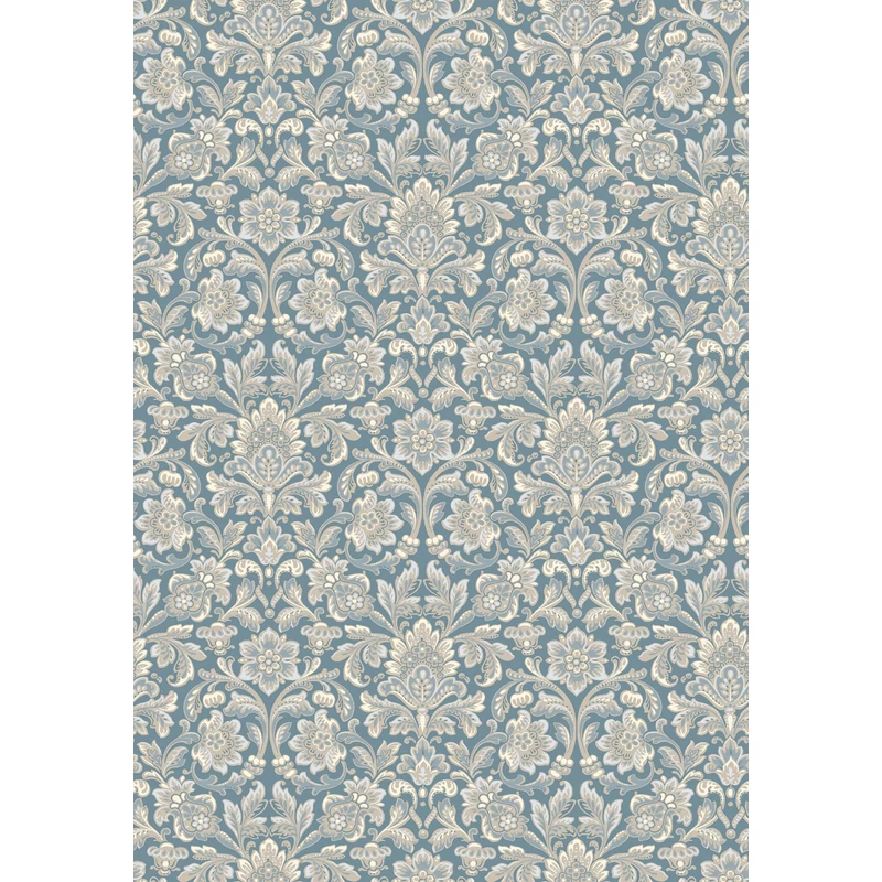 Boras Barokk Ornamentikás kék vlies tapéta Foglavik Blue 53 cm X 10 m