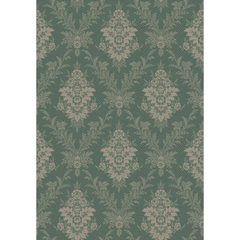 Boras Elegáns virág ornamentikás zöld vlies tapéta Sofia Green 53 cm X 10 m