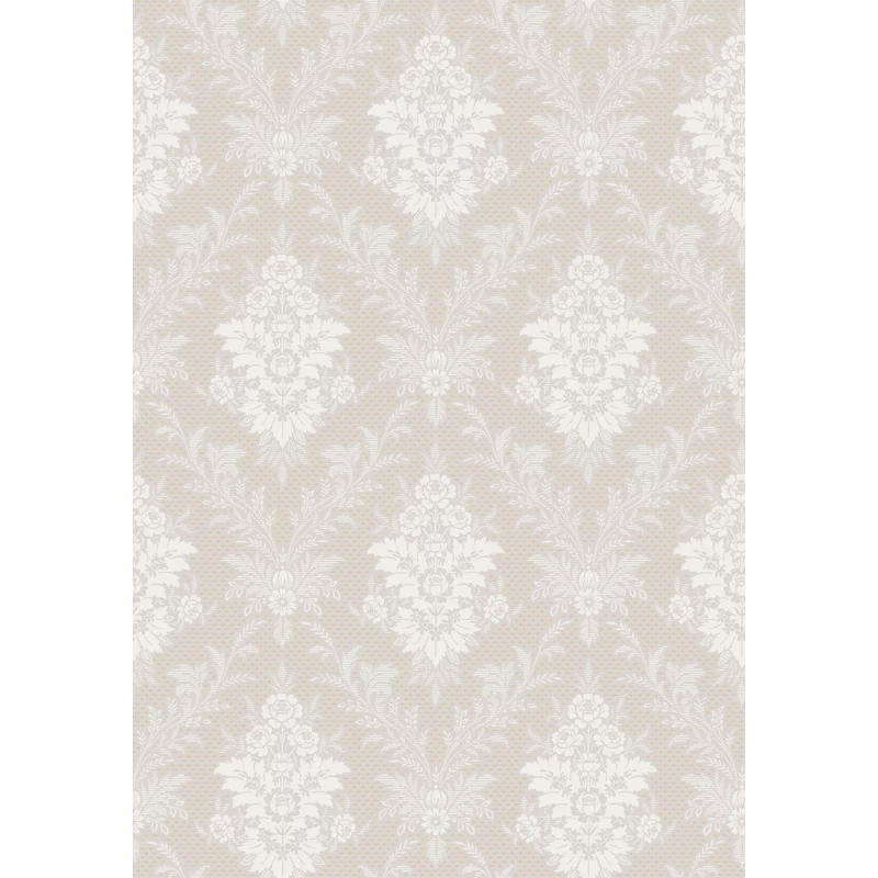 Boras Elegáns virág ornamentikás szürke vlies tapéta Sofia Grey 53 cm X 10 m