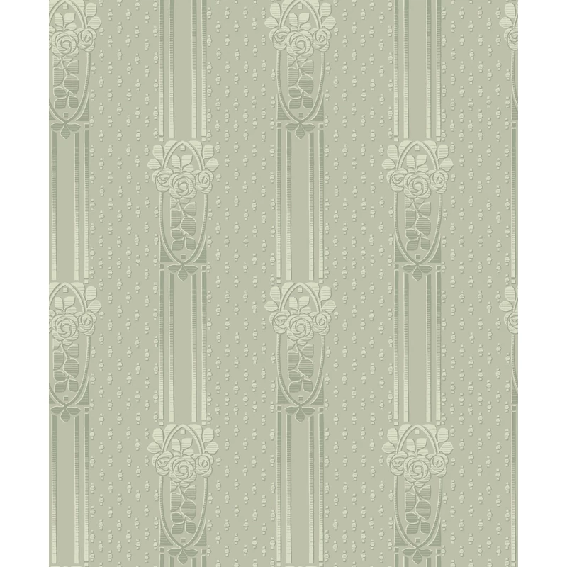 Boras Klasszikus zöld vlies tapéta görög oszlopokkal Ellen Green 53 cm X 10 m