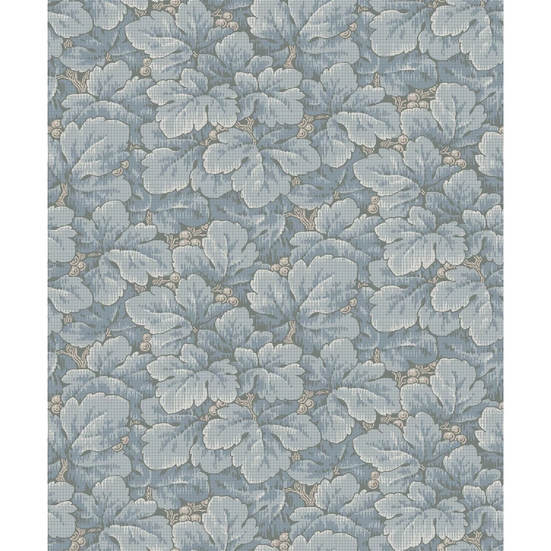 Boras Gobelin hatású klasszikus levél mintás kék vlies tapéta Waldemar Blue 53 cm X 10 m