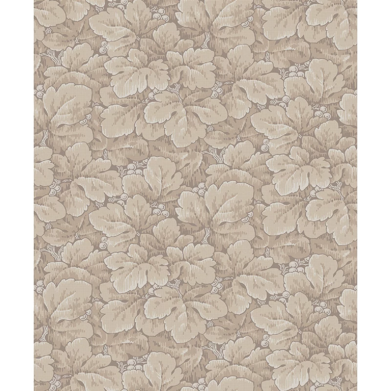 Boras Gobelin hatású klasszikus levél mintás barna vlies tapéta Waldemar Beige 53 cm X 10 m