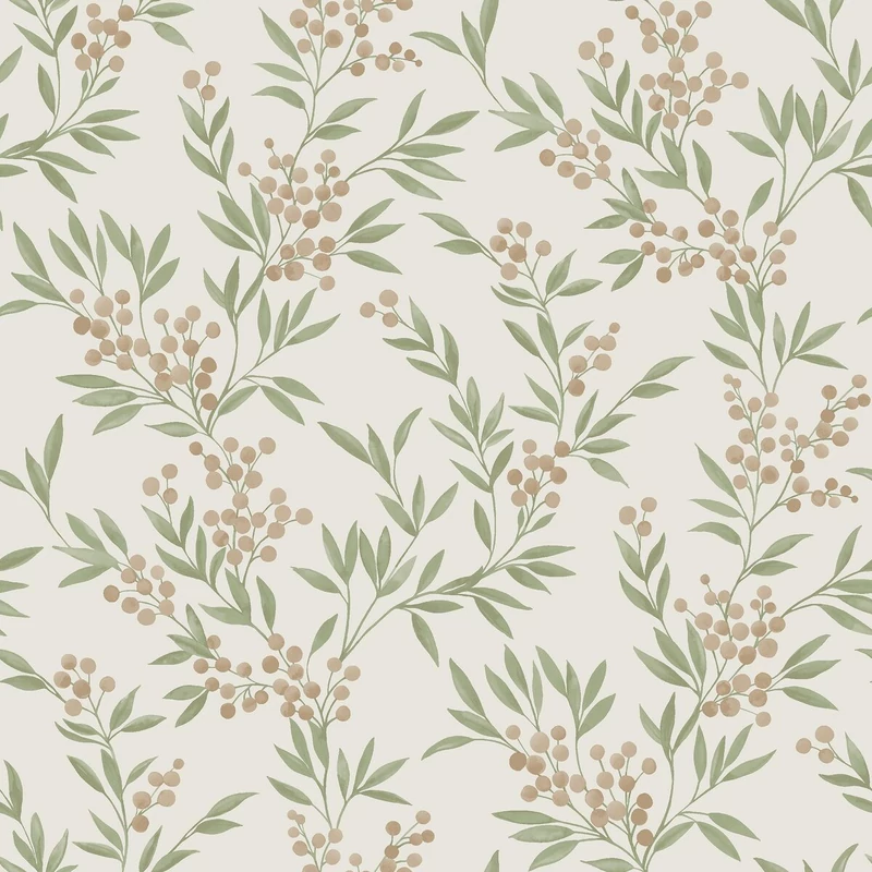 Boras Apró bogyós zöld-bézs vlies tapéta Forest Berries Multi 53 cm X 10 m