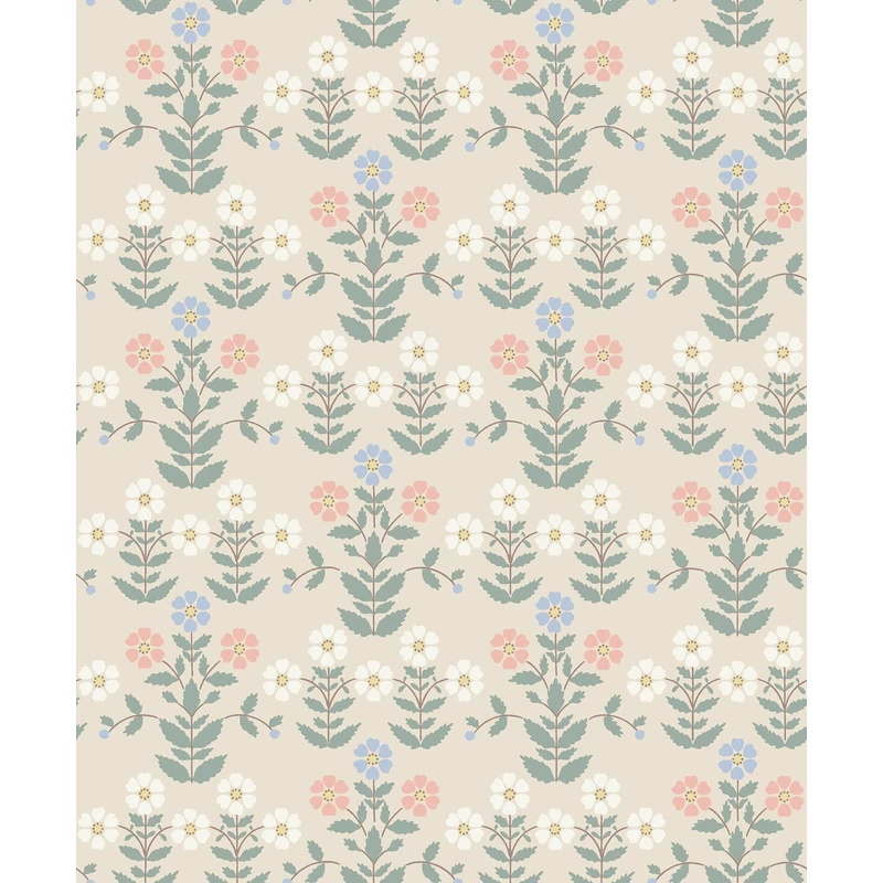 Boras Klasszikus skandináv virág mintás rózsaszín vlies tapéta Sippor Multi 53 cm X 10 m