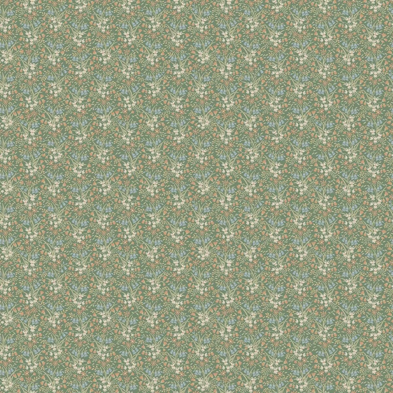 Boras Klasszikus virág mintás skandináv zöld vlies tapéta Bella Green 53 cm X 10 m
