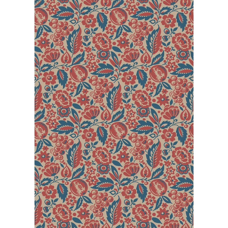 Boras Klasszikus gyümölcs mintás piros vlies tapéta Elise Red 53 cm X 10 m