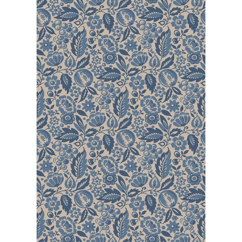 Boras Klasszikus gyümölcs mintás kék vlies tapéta Elise Blue 53 cm X 10 m