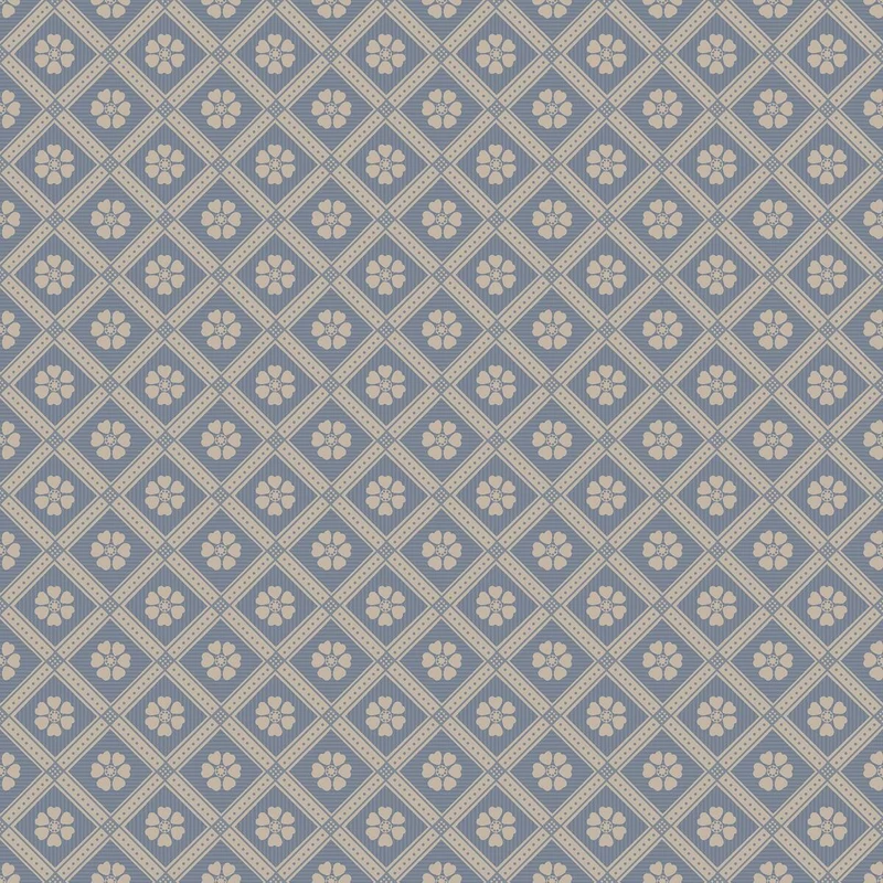 Boras Rácsos virágos skandináv kék vlies tapéta Love Blue 53 cm X 10 m