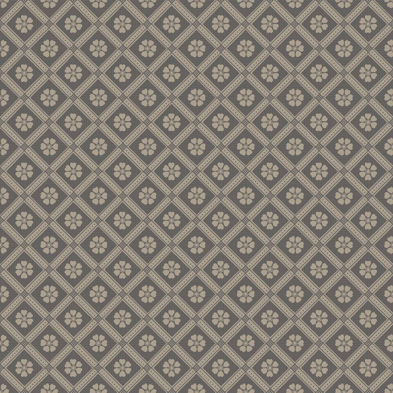 Boras Rácsos virágos skandináv fekete vlies tapéta Love Black 53 cm X 10 m