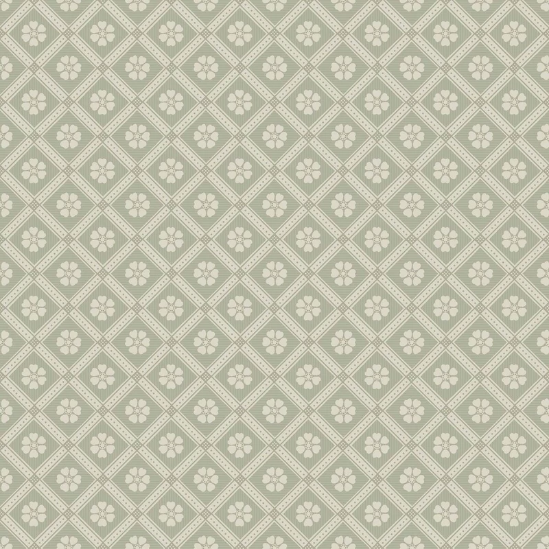 Boras Rácsos virágos skandináv zöld vlies tapéta Love Green 53 cm X 10 m