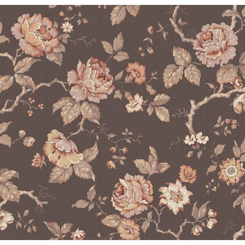 Boras Romantikus rózsás barna vlies tapéta Rosenträd Brown 49 cm X 10 m
