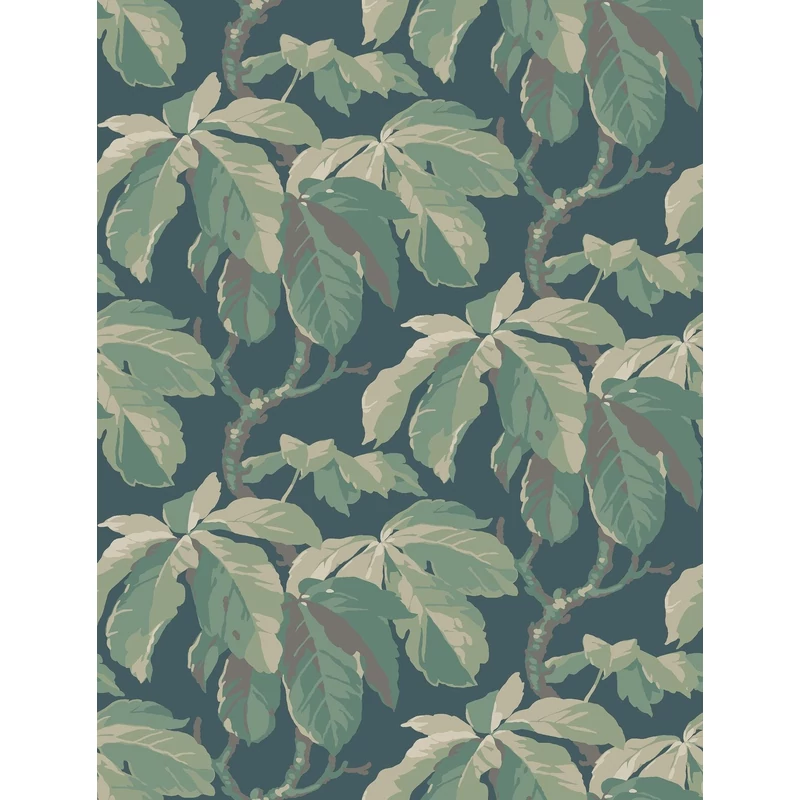 Boras Klasszikus levélmintás kék vlies tapéta Kastanj Blue 53 cm X 10 m