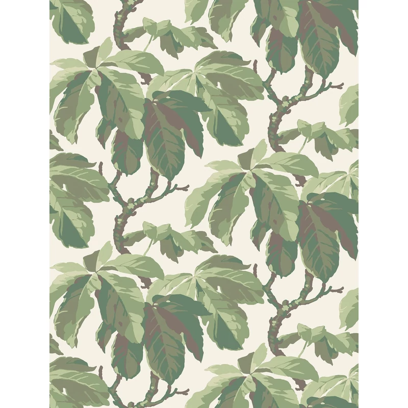 Boras Klasszikus levélmintás zöld vlies tapéta Kastanj Green 53 cm X 10 m