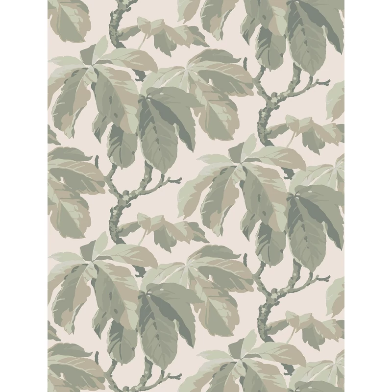 Boras Klasszikus levélmintás zöld vlies tapéta Kastanj Green 53 cm X 10 m