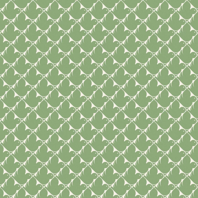 Boras Madár mintás zöld vlies gyerek tapéta Pippi Green 53 cm X 10 m