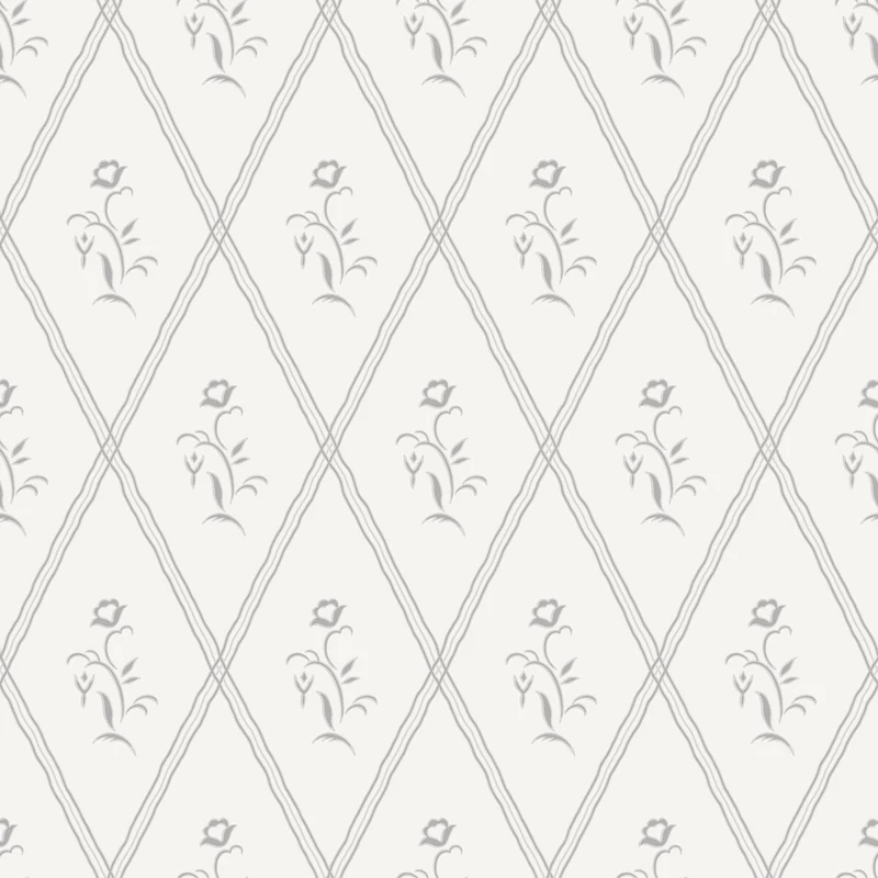 Boras Klasszikus fehér vlies tapéta virágokkal Signe White 53 cm X 10 m