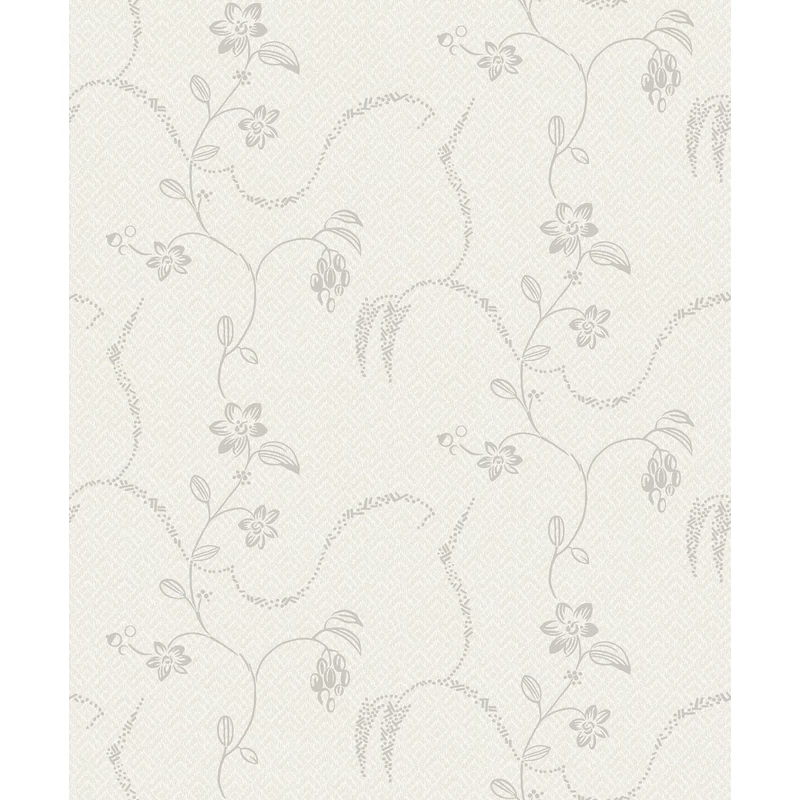 Boras Klasszikus inda mintás törtfehér vlies tapéta Elsie Grey 53 cm X 10 m