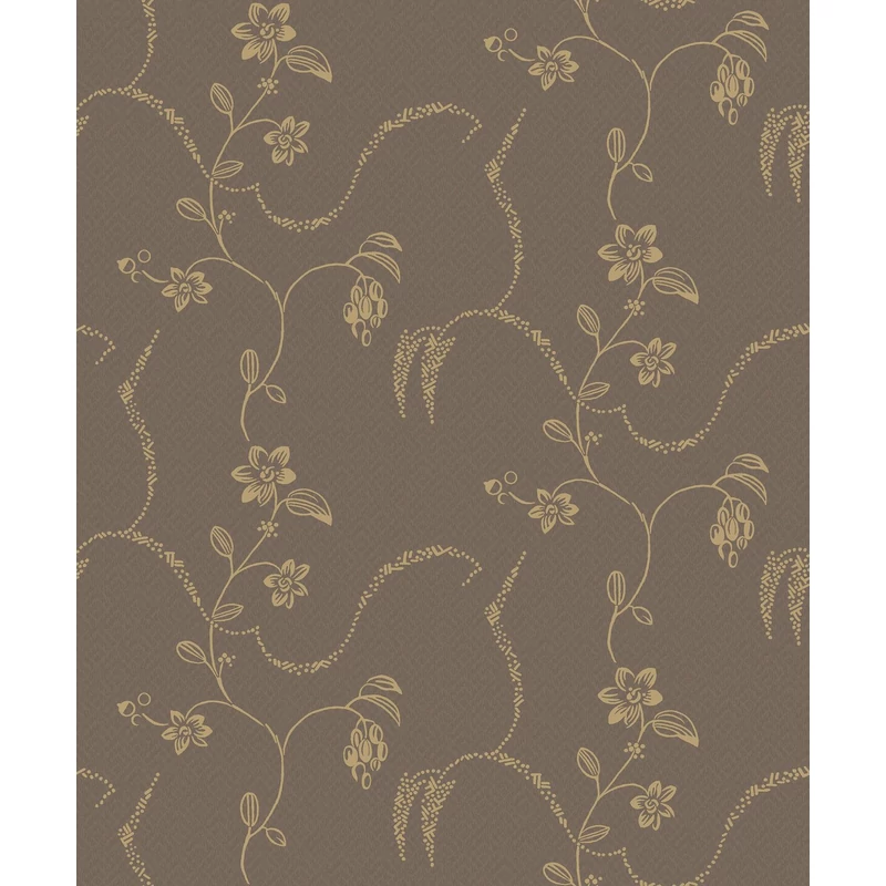 Boras Klasszikus inda mintás barna-arany vlies tapéta Elsie Brown 53 cm X 10 m
