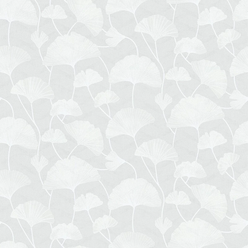 Boras Ginko mintás modern fehér vlies tapéta Sophia White 53 cm X 10 m