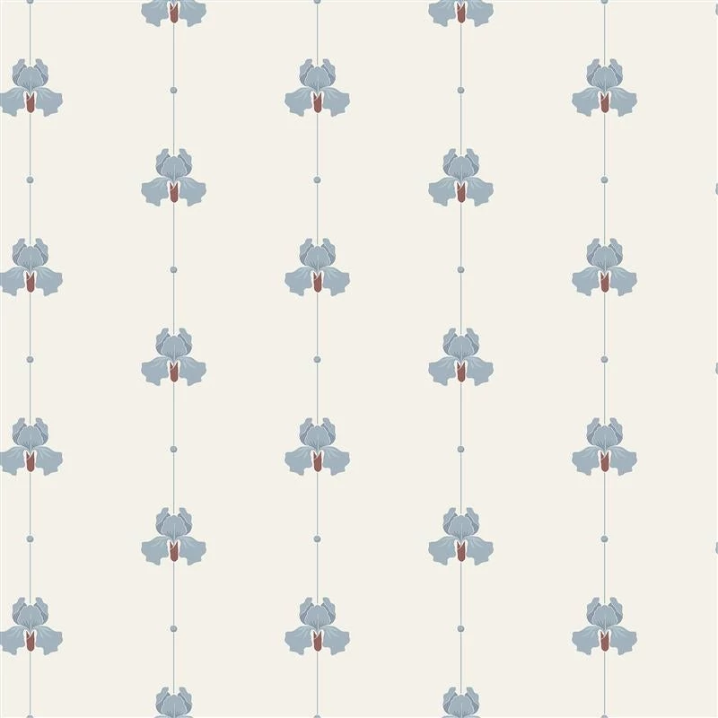 Boras Írisz mintás kék-bézs vlies tapéta Gotain Sweet Pea Burgundy Blue 53 cm X 10 m