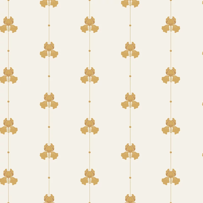 Boras Írisz mintás sárga-bézs vlies tapéta Gotain Sweet Pea Burgundy Yellow 53 cm X 10 m