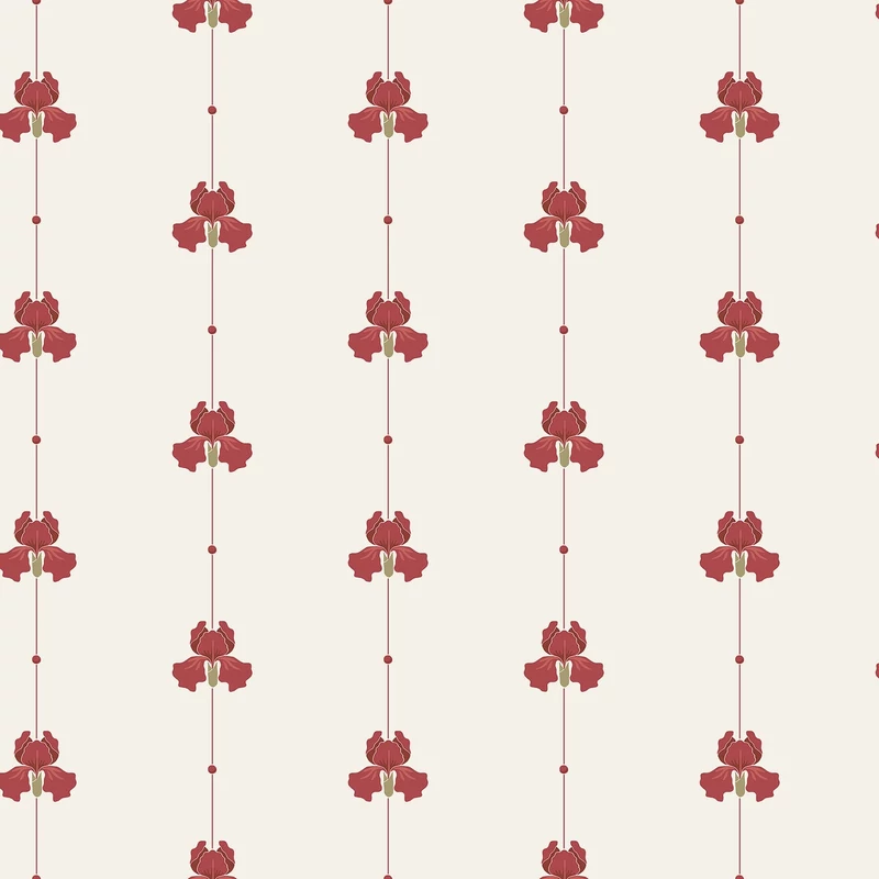 Boras Írisz mintás piros-bézs vlies tapéta Gotain Sweet Pea Burgundy Red 53 cm X 10 m