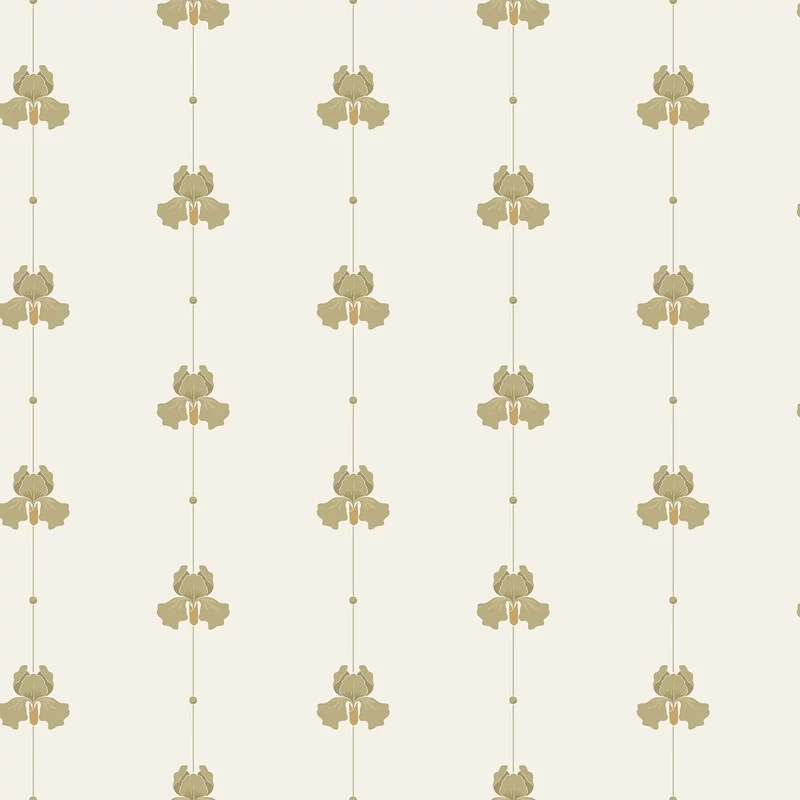 Boras Írisz mintás zöld-bézs vlies tapéta Gotain Sweet Pea Burgundy Green 53 cm X 10 m