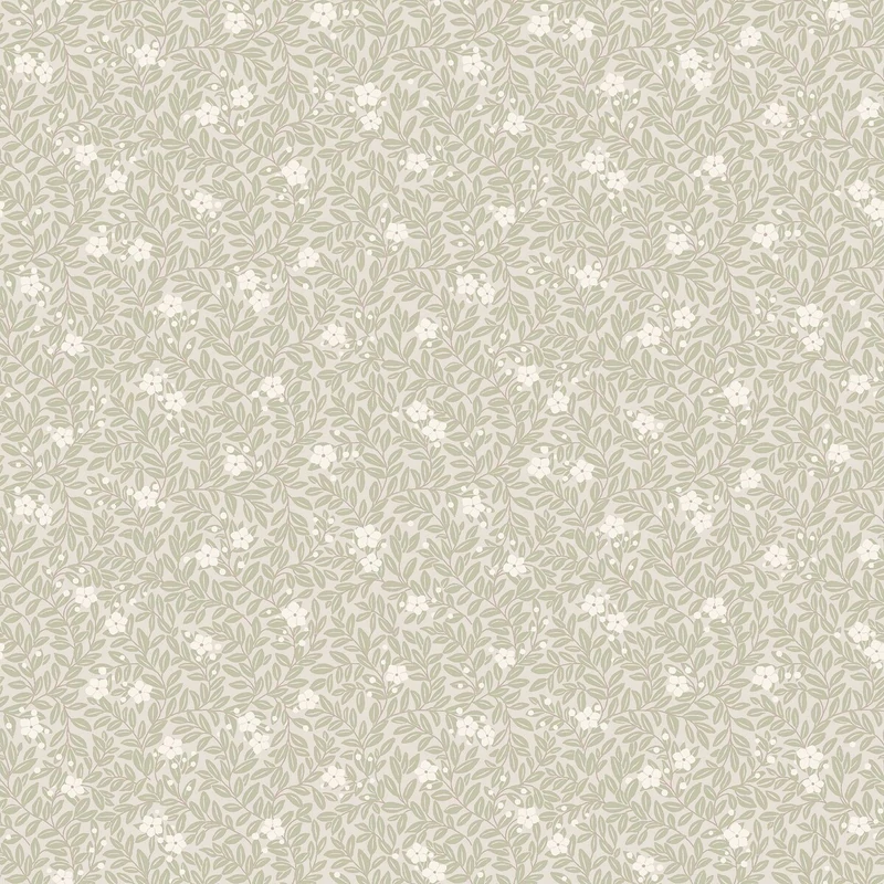 Boras Apró virágos zöld vlies tapéta Myrten Green 53 cm X 10 m