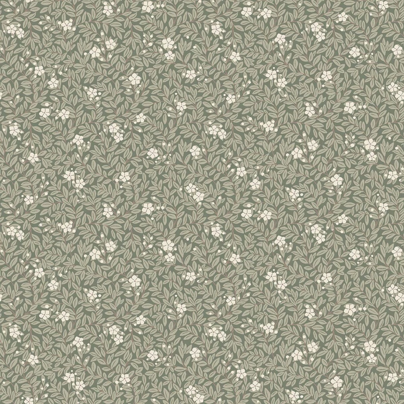 Boras Apró virágos zöld vlies tapéta Myrten Green 53 cm X 10 m