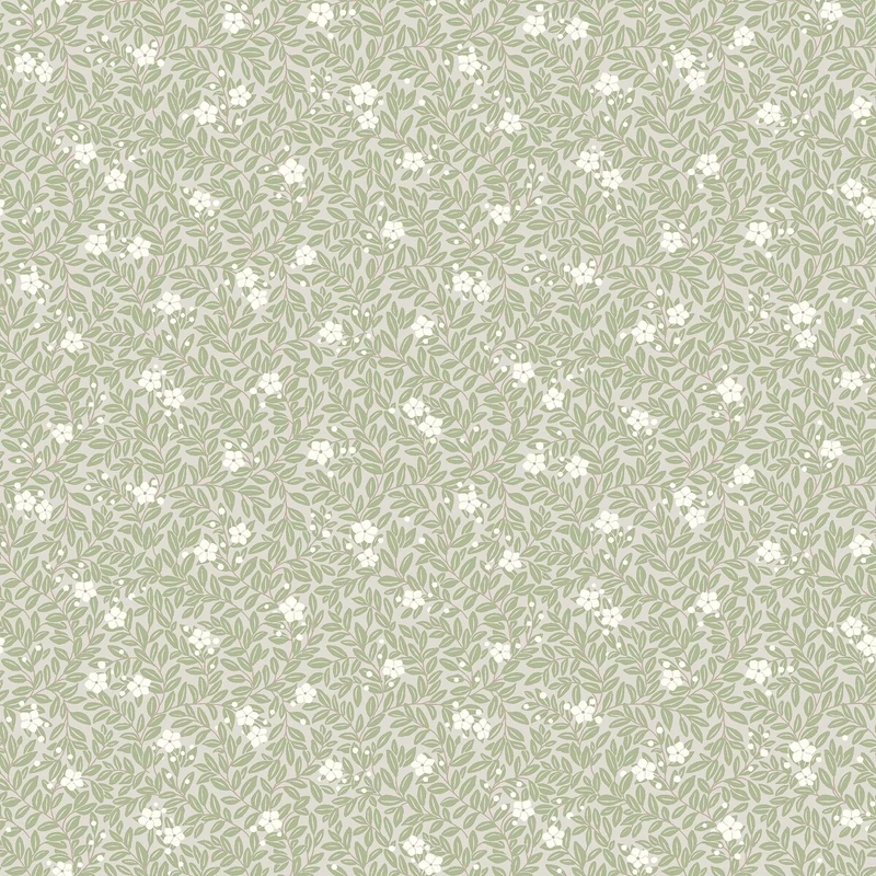 Boras Apró virágos zöld vlies tapéta Myrten Green 53 cm X 10 m