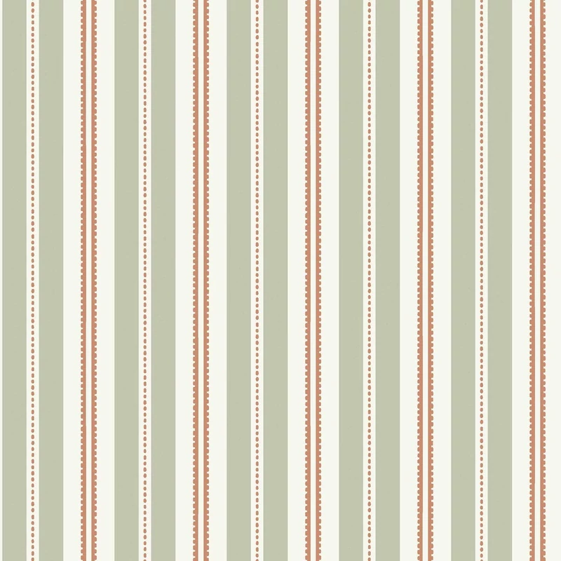 Boras Romantikus csíkos zöld vlies tapéta Hedda Green 53 cm X 10 m