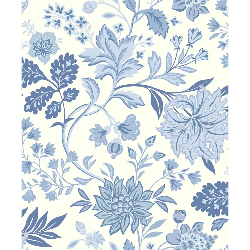 Boras Romantikus virágos kék vlies tapéta Alicia Blue 53 cm X 10 m