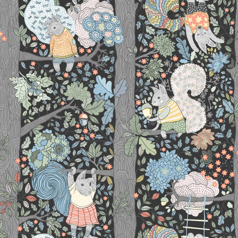 Boras Mókus mintás kék vlies gyerek tapéta Charlie Multi 53 cm X 10 m