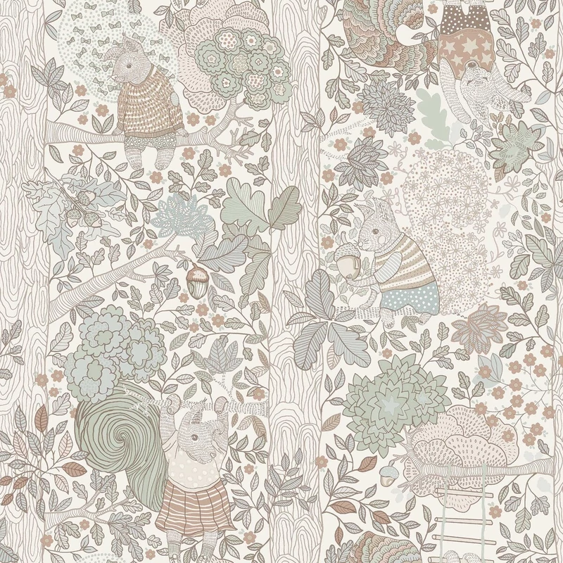 Boras Mókus mintás bézs vlies gyerek tapéta Charlie Multi 53 cm X 10 m