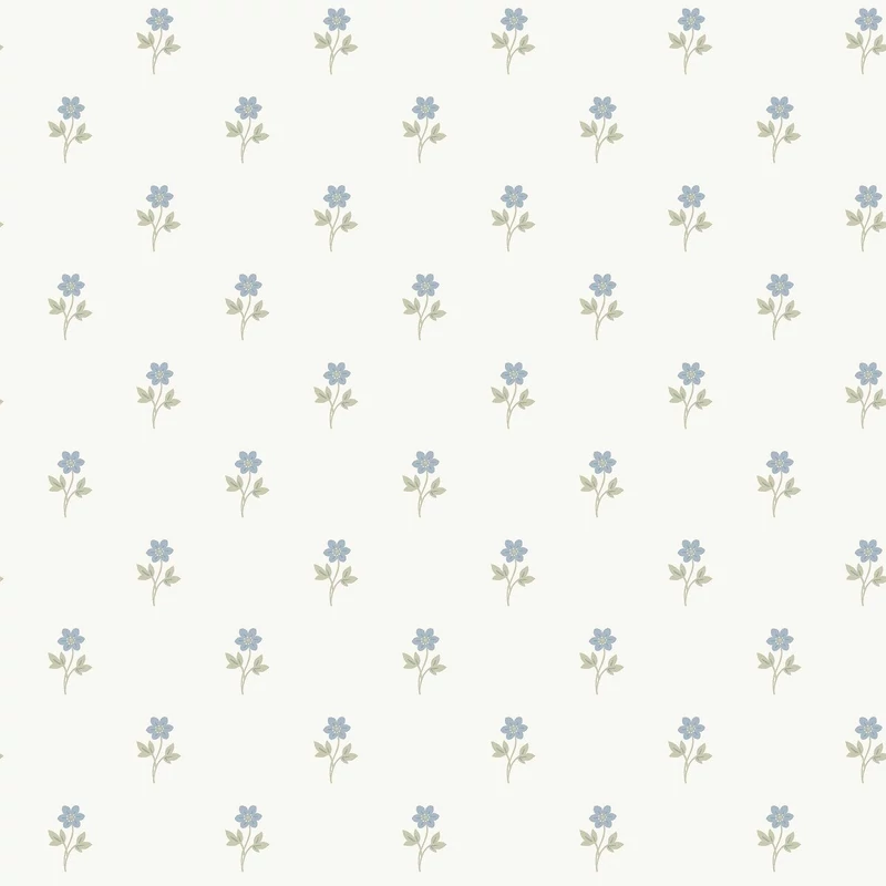 Boras Romantikus apró virág mintás kék-fehér vlies tapéta Anemone Blue 53 cm X 10 m