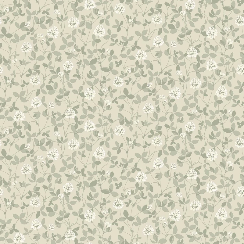 Boras Skandináv levél mintás bézs vlies tapéta Klöver Beige 53 cm X 10 m