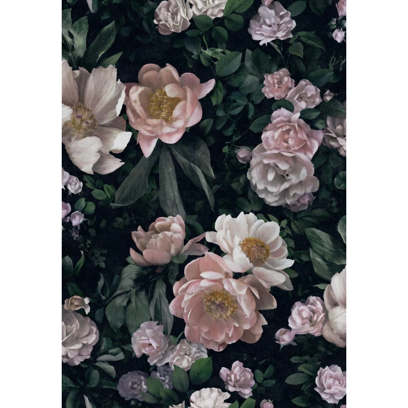 Boras Modern rózsa mintás fekete-rószaszín New Dawn Rose Black 53 cm X 10 m