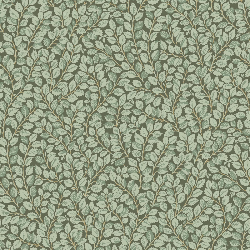 Boras Levél mintás modern zöld vlies tapéta Hazel Green 53 cm X 10 m