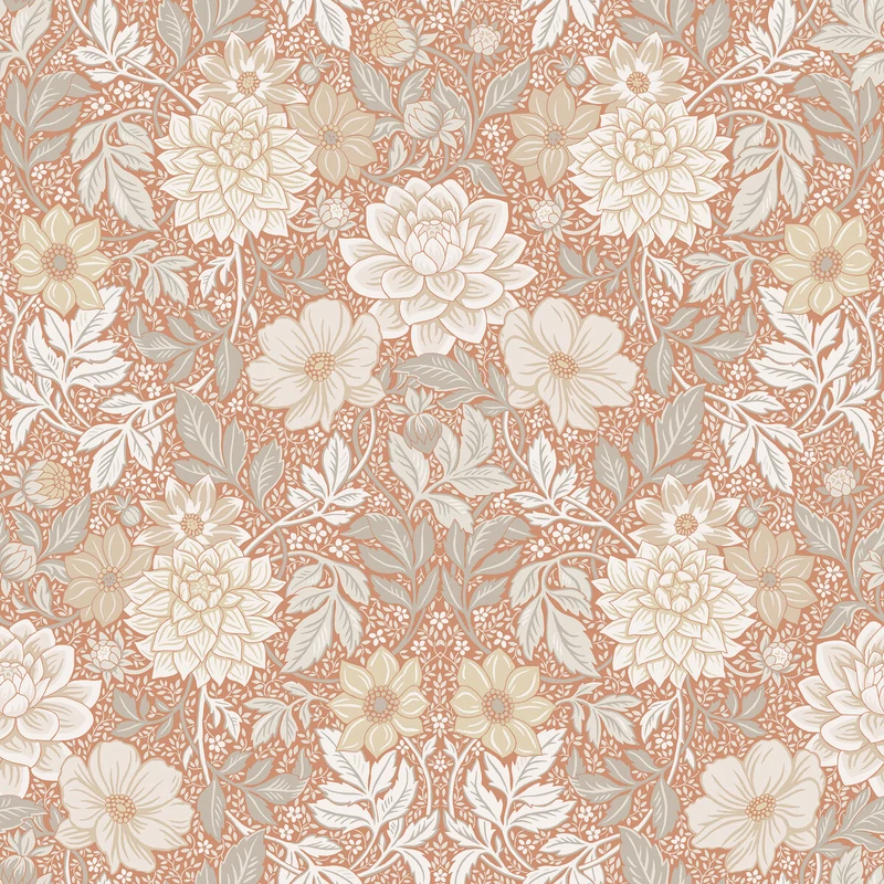 Boras Dália mintás piros vlies tapéta Dahlia Garden Red 53 cm X 10 m